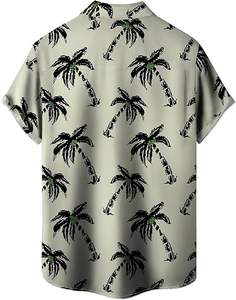 Chemises Aloha Hawaïennes pour Hommes en Coton 100% avec Motif Personnalisé et Logo Imprimé, Vêtements de Plage d'Été à Boutons - Product Image 2