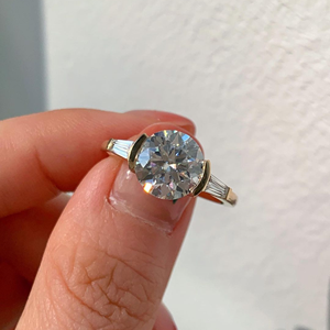 2.00กะรัตแหวนเพชรสำหรับผู้หญิงขนาด14K สีเหลืองทองขนาด3กะรัตสำหรับปลูกในห้องปฏิบัติการทรงกลม - Product Image 1