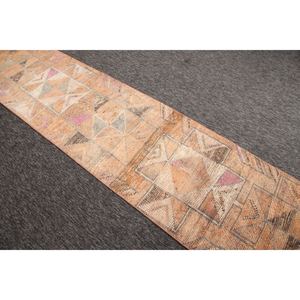 Petit tapis turc vintage 2,5x10,2 pieds, tapis Herki orange - Product Image 4