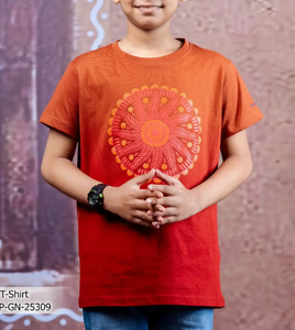 Venta al por mayor de camisetas con logotipo de marca personalizado para niños 100% algodón Premium 180 GSM gráfico multicolor impreso cuello redondo bajo MOQ de Bangladesh - Product Image 5