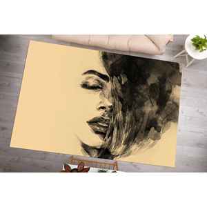 Tapis imprimé avec portrait d'une femme abstraite - Tapis moderne doux de grande taille, tapis en chenille - Product Image 3