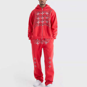 Sweat à capuche baggy personnalisé de haute qualité sérigraphié et pantalon de survêtement ensemble deux pièces survêtement vintage délavé à l'acide survêtement pour hommes - Product Image 1