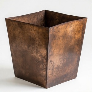 Timeless Heritage Craft Planter with Vintage Leaf Motifs and Hand-Etched <b>Borders</b> for Premium Garden or Indoor Decor Aged Metal - Product Image 4