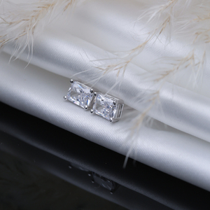 CZ Stone 5x7mm Baguette Rectángulo Stud Pendientes Turco Hecho a mano Venta al por mayor 925 Joyería de plata esterlina - Product Image 4