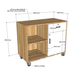 Natural Wood 80x40x65cm Mobile <b>Storage</b> <b>Locker</b> TCN68031 - Product Image 4