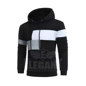 Sweat-shirt à capuche décontracté élégant pour hommes pour l'hiver Couleurs unies avec motif imprimé à cordon 100% coton Taille XS - Product Image 1
