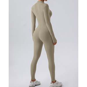 New Women's Bodysuit Stand <b>Collar</b> Jogging Workout Gym Fitness Fashion Sexy Zipper Long Sleeve Jumpsuit Gym Wear Woman Clothes - Product Image 6