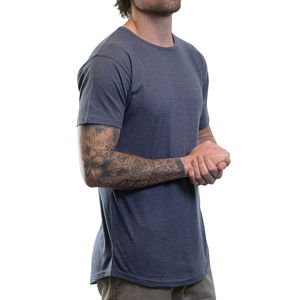 Transpirable Hip Hop Long Drop Cut Hombres Camisa Dobladillo curvo Heather Camisas 2025 Buena calidad Dobladillo curvo Camisas - Product Image 2