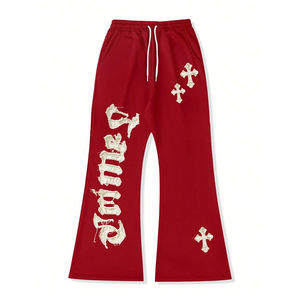 Pantalones Deportivos de Felpa con Bordado Personalizado al por Mayor, Pantalones Acampanados Desgastados Personalizados, Ropa Casual - Product Image 4