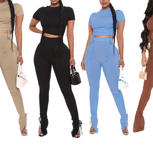 Ensemble de survêtement pour femme avec haut court élégant, nouvelle tendance, pantalon de jogging, haut court avec design unique, pantalon de survêtement, ensembles de survêtement - Product Image 6