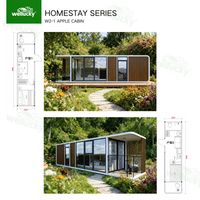 Maison préfabriquée mobile de luxe Apple Cabin avec fenêtres panoramiques à double vitrage pour les stations balnéaires, le glamping et les locations Airbnb