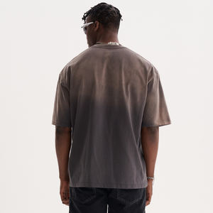 Camiseta de Algodón Grueso de 285 g/m² con Estampado Personalizado con Logotipo, Lavado Ácido, Desgastada, Decolorada por el Sol, Estilo Holgado, Corte Cuadrado, Ropa Urbana para Hombre - Product Image 4