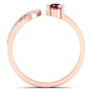 Anillo Ajustable REYES con Gema de Rubí de Corte Ovalado de 0.5 Quilates en Oro Sólido de 14K/18K, Anillo de Moissanita para Regalo de Aniversario para Ella - Product Image 4