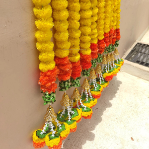 มาลัยดอกไม้ดาวเรืองปุยสุดๆฮาดิวาลีชาวโบฮีเมียนแบบดั้งเดิมของอินเดียฉากหลังแต่งงานของตกแต่งบ้าน - Product Image 3