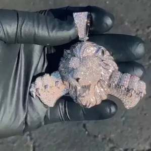 Colgante con Diamante de Corte Redondo de 5 Quilates con Forma de Letra para Hombre, Chapado en Oro Blanco de 14K sobre Plata, para Fiesta - Product Image 4