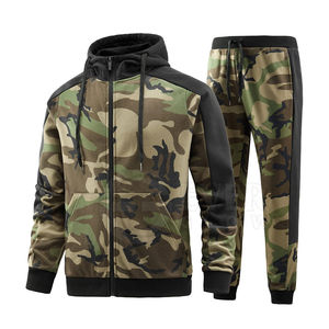 Survêtements zippés camouflage pour hommes, vierges, personnalisables avec logo brodé, fabrication de vêtements, tenue décontractée, motif uni - Product Image 3