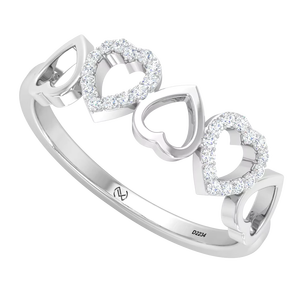 Anillo de Corazón de Lujo para Mujer en Oro de 14K y Diamantes Naturales con 28 Piedras de Corte Brillante |   0.10Ctw Joyería de Uso Diario Chapada en Rodio de Moda - Product Image 1