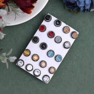 Assorted Color Oxidised Stud <b>Earrings</b> Combo Of 10 Pairs (STUD222CMB) - Product Image 2