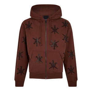 Sudadera con capucha de invierno para hombre de estilo urbano inspirado en el diseñador 100% algodón mezclado con letras de diamantes de imitación brillantes - Product Image 1