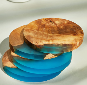 Classic Epoxy Resin & Wood Coaster Cup <b>Tabletop</b> Decorative Artwork Bar Kitchen Home Decorative Item Best Price - Product Image 2