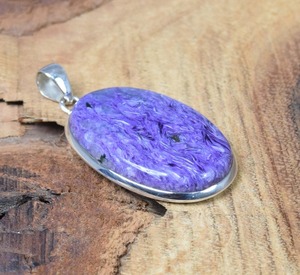 925 argent Sterling Charoite pierres précieuses pendentif mariage meilleur cadeau pour les filles pendentif avec 925 timbre en argent Sterling pendentif bijoux - Product Image 2