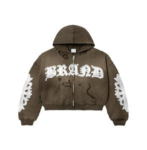 2025 nouveau Style fermeture éclair à capuche surdimensionné Streetwear avec strass impression séchage rapide anti-rides polaire - Product Image 6