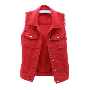 Servicio OEM, Chalecos Cortos Casuales Ajustados para Mujer, con Botones, Transpirables, de Algodón, Tallas Grandes, Mezclilla Lavada, Ecológicos, Marca Personalizada - Product Image 3