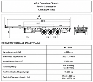 Semirremolque Esqueleto de 3 Ejes, 40 Pies/45 Pies, Chasis de Acero para Contenedores, para Transporte Logístico - Product Image 2