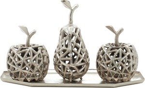 Pièce maîtresse de table à fruits argentée moderne présentoir artistique en métal pour la décoration intérieure de la maison, de la cuisine, du bureau et des cadeaux - Product Image 4