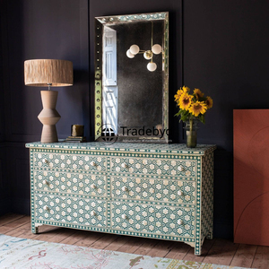 Cómoda con incrustaciones de hueso llamativas Patrones artísticos audaces Muebles de almacenamiento elegantes para interiores de Tradebyd - Product Image 2