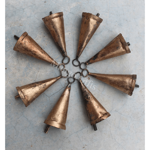 Handmade Vintage Indian Tin <b>Bells</b> Rustic <b>Chime</b> Jingle <b>Bell</b> in Cone Shape for Cow <b>Bells</b> and X Mas Tree Crafts Decoration - Product Image 5