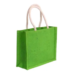 Tote bag in juta con tinta unita e borse a mano leggere per lo Shopping utilizza borse da esportatori indiani