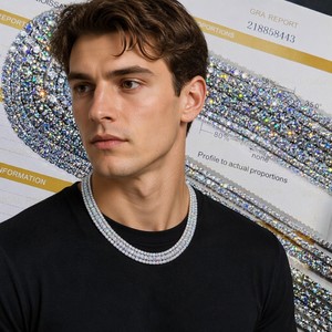 Precio <span class=keywords><strong>de</strong></span> fábrica Cadena <span class=keywords><strong>de</strong></span> tenis <span class=keywords><strong>de</strong></span> moissanita VVS estilo Hip Hop <span class=keywords><strong>de</strong></span> plata 925 con corte helado <span class=keywords><strong>de</strong></span> 2mm, 3mm, 4mm, 5mm, 6.5mm <span class=keywords><strong>para</strong></span> mujer y hombre - Product Image 3