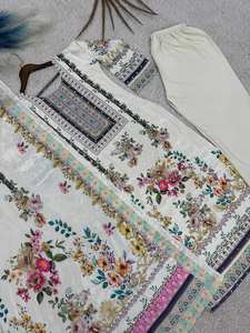 Elegante Conjunto de Traje de Algodón con Estampado Floral y Dupatta a Juego para Mujer - Product Image 4