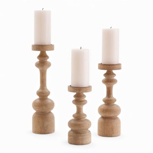 Porte-bougie en bois massif arrondi avec finition à grain naturel lisse pour la décoration de la maison moderne et rustique - Product Image 3