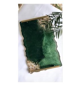 Plateau en résine de qualité supérieure pour exportation Design de luxe pour la maison Table de petit déjeuner Plateau décoratif fait à la main Fabricant de l'Inde - Product Image 3