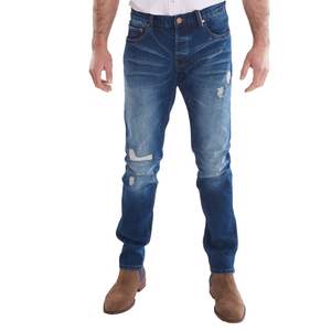 Distressed Ripped Slim Fit Cotton <b>Men</b> Outdoor Travel Streetwear <b>High</b> <b>Waist</b> Washed Denim Stylish Comfortable <b>Jeans</b> Pants - Product Image 1