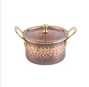 Copper Plated Metal Hammered Casserole Dish Customized Size Shape Classic Handmade Eco-Friendly Tempered Glass Lid Stainless - Product Image 2