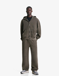 Sudaderas con capucha personalizadas de alta calidad para hombre, de bloque Color jersey de lavado con ácido, cremallera en el hombro, forro polar 500 GSM 100%, Sudadera con capucha de algodón para hombre - Product Image 1