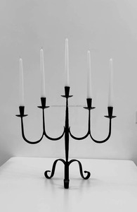 Vintage fer forgé martelé cinq bougeoirs luxe décor à la maison romantique soirée ambiance pour noël jardin appel métal - Product Image 2