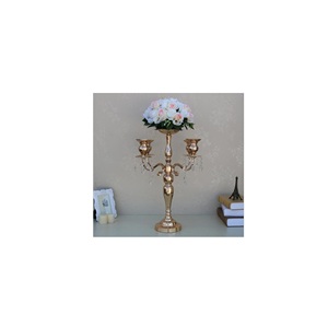 Five Arms Gold Candelabra <b>Candle</b> Holder <b>Tall</b> Wedding Stand Table Classic Elegant Design Wedding Dinner Party Event Centerpiece - Product Image 1