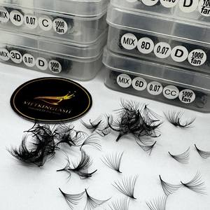 Extensiones de Pestañas Pre-fabricadas en Abanico, Curvatura C/CC/D/DD/M/L, Longitud Mixta, Proveedor Profesional, 3D-20D, Logotipo Personalizado, Gran Venta - Product Image 1