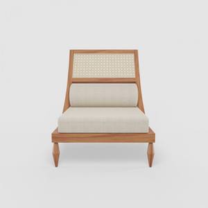 เก้าอี้เลานจ์ทำจากโครงไม้สักแข็งพร้อมเบาะและหวายทอทำให้สบายสำหรับการใช้งานในร่มและกลางแจ้ง - Product Image 3