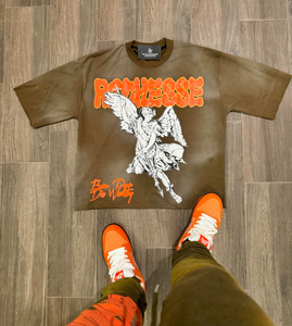 เสื้อยืดผ้าซักลายกรดสำหรับผู้ชายทรงถุงครอปไหล่ทรงหลวมมีลักษณะที่ทำให้ดูเครียดและพิมพ์ลายกราฟิกแนวสตรีท - Product Image 2