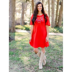 Robe brodée en coton à manches courtes et col rond - Product Image 4