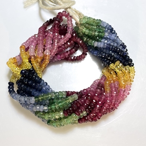 Perles multiples en forme de rondelle à facettes saphir et émeraude Pierre naturelle de qualité fine pour bijoux - Product Image 2