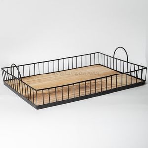 Juego de bandeja de madera negra elegante hecha a mano con diseño moderno Forma redonda elegante para la presentación en el hogar - Product Image 3