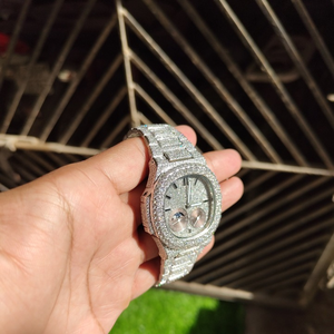 Reloj Mecánico Cronógrafo Cuadrado de Acero Inoxidable Estilo Antiguo para Negocios, Ancho de Correa, Cristal con Diamantes Moissanite VVS, Estilo Hip Hop - Product Image 1