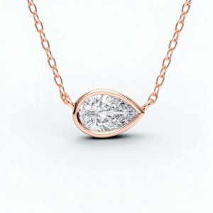 Moderno Minimalista 1,50 Quilates E- F/Moissanite Pear Cut Diamond Set Bisel Solitario Colgante Hecho en 10K 14K 18K Oro Sólido - Product Image 4