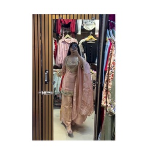 Conjunto Plazzo Moderno de 4 Piezas Más Vendido, Bordado con Espejo Real, Secado Rápido, Ajuste Holgado para Bodas, Fiestas y Ocasiones Festivas - Product Image 1